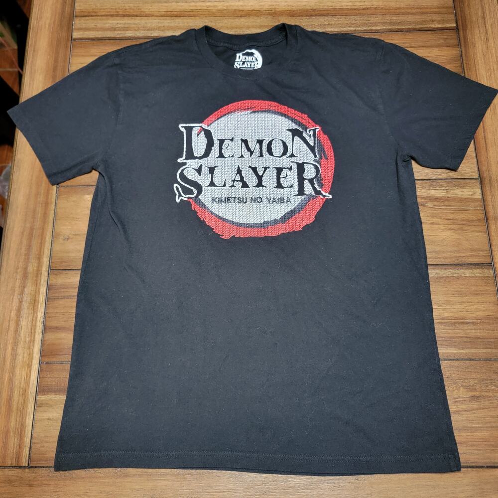 Demon Slayer Black Unisex Tee w/ Embroidered Logo - Size Large (42/44)